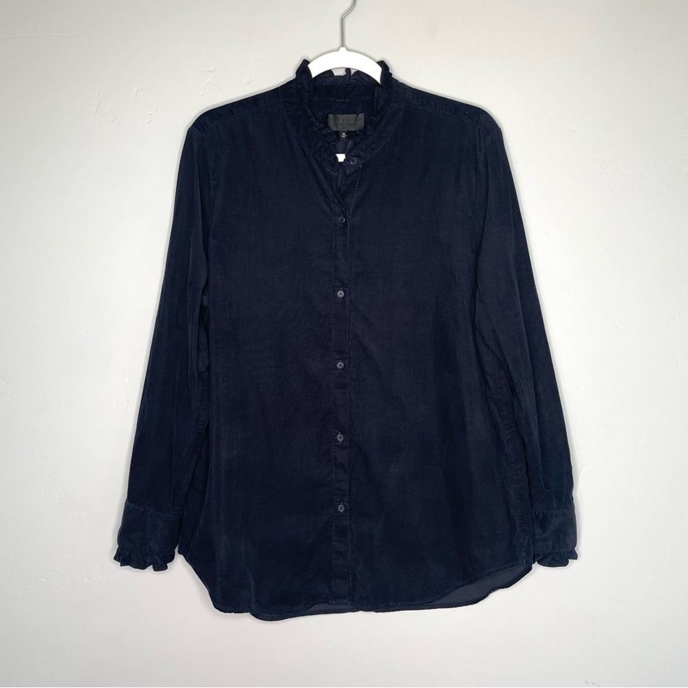 Nili Lotan Lydia‎ Shirt XL Black Brushed Corduroy